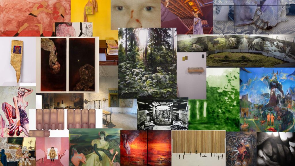 noore maalikunstniku preemia töödest tehtud kollaaž. Kuvab erinevaid töid