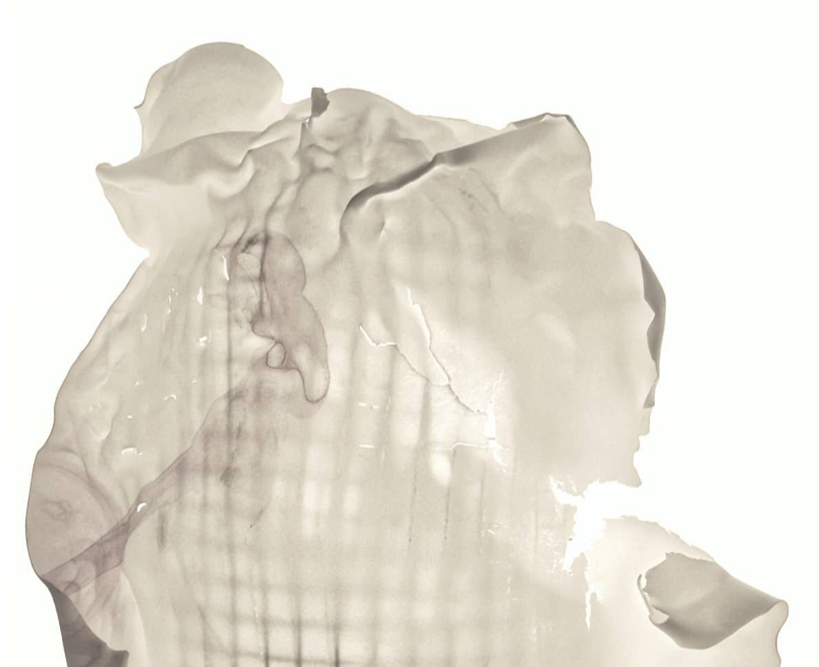 Abstraktne hele kunstiteos pehmete vormide ja läbikumavate kihtidega