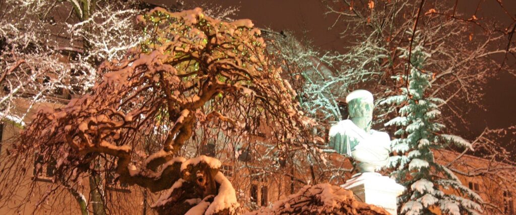 Monument to Barclay de Tolly in snowy winter
