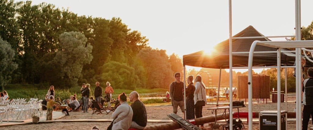Emajõe City Beach and people during sunset
