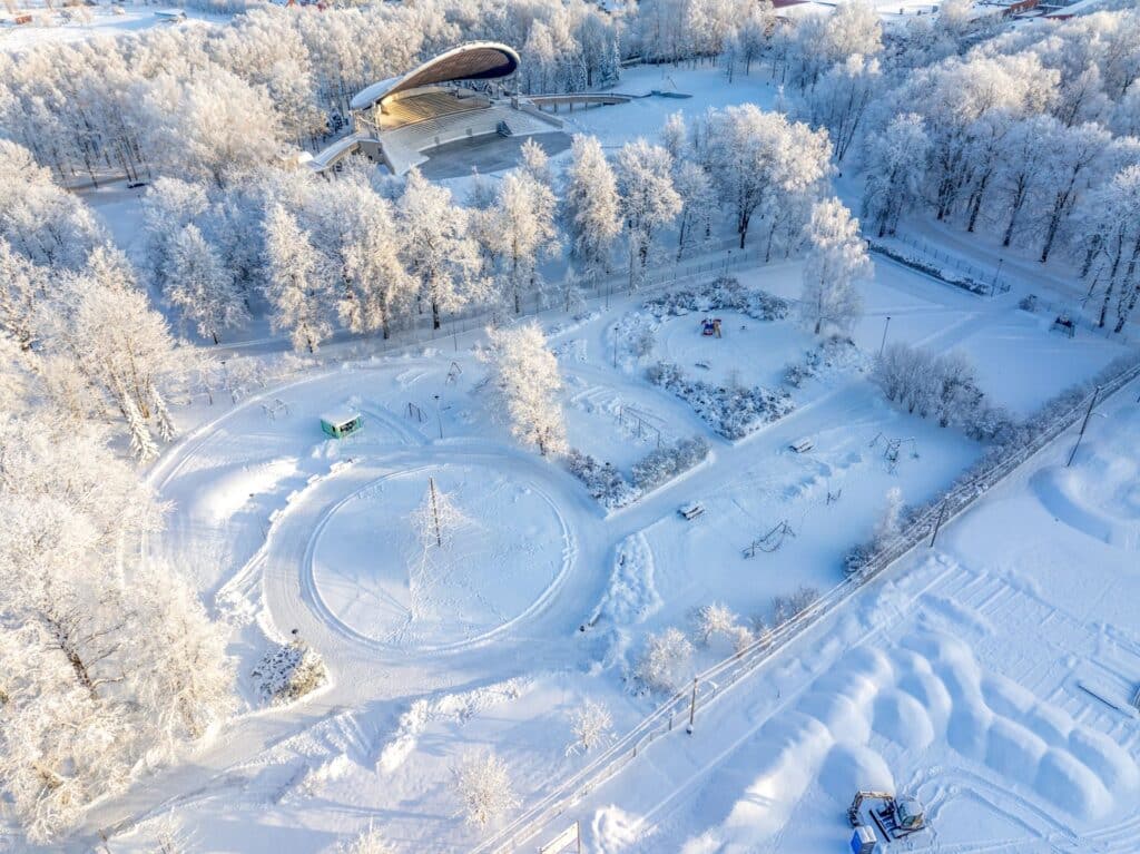 Snowy Tähtvere sports park and song festival grounds